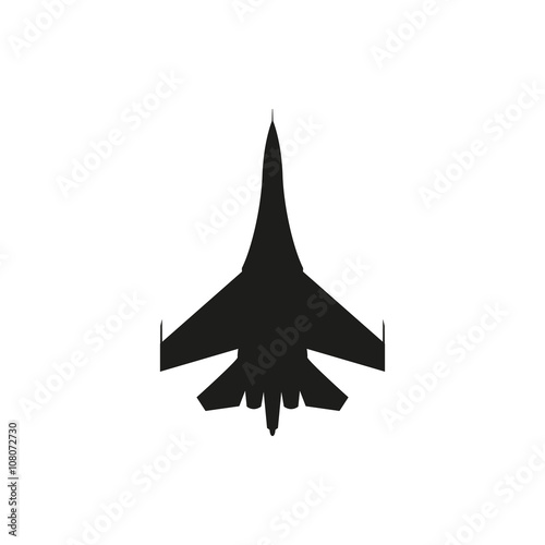 simple black Military aircraft icon on white background