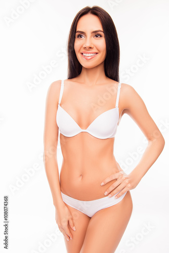 Sexy beautiful girl demonstrate her white lingerie © deagreez