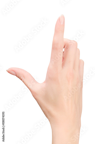 Woman hand in finger up ges...