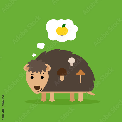 Hedgehog dreaming of apple