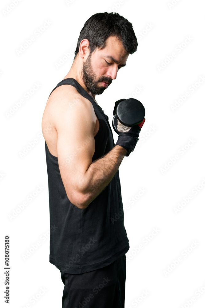 Sportman doing weightlifting Sportman doing weightlifting
