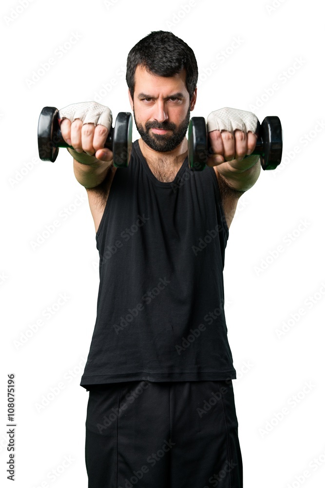Sportman doing weightlifting Sportman doing weightlifting