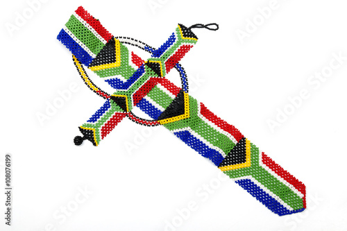 Zulu Beads Threaded into a Necktie of the South African Flag