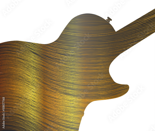 Fine Gold Thread As Guitar Silhouette