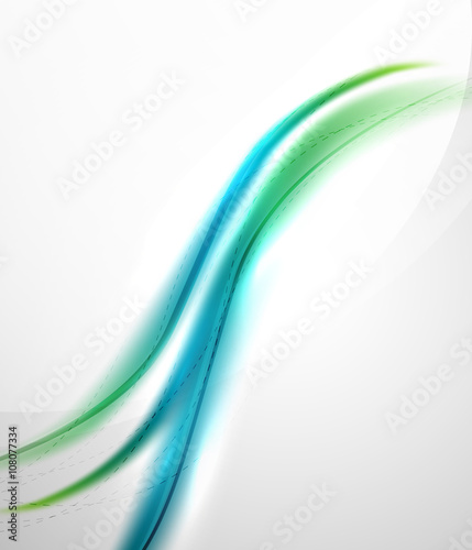 Blue glossy silk wave design template