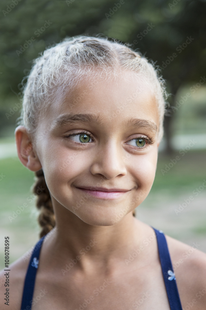 Close up of mixed race girl smiling Close up of mixed race girl smiling