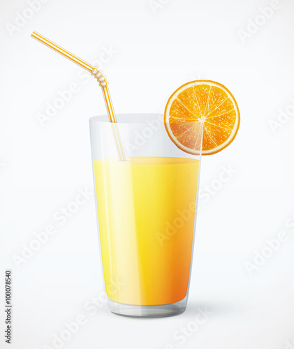 Glass of orange juice with fruit
