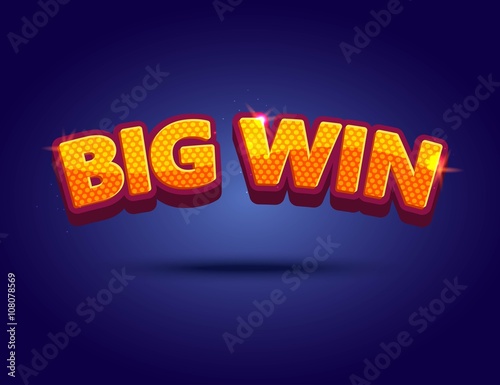Big Win banner  for online casino, poker, roulette, slot machines, card games. Vector illustrator.