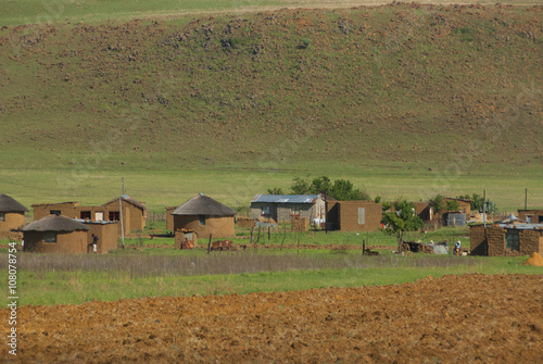 Landscape of rural zululand, KwaZulu was a bantustan in South Africa, intended by the apartheid government as a semi-independent homeland for the Zulu people.  photo
