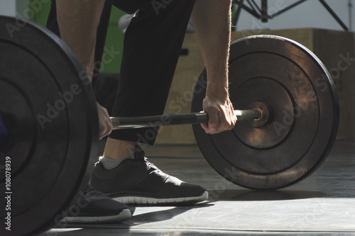 Close up of bodybuilder weightlifting