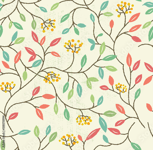 Floral Spring Seamless Pattern. Repeating floral elements background. Vector illustration