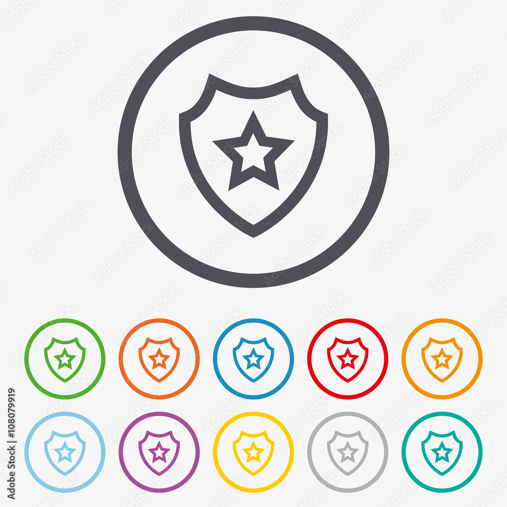 Shield with star icon. Favorite protection. Shield with star icon. Favorite protection.