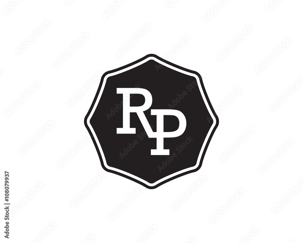 RP retro initial monogram letter logo. vintage label typography.