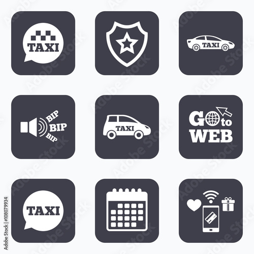 Public transport icons. Taxi speech bubble signs