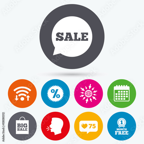 Sale speech bubble icon. Discount star symbol © blankstock