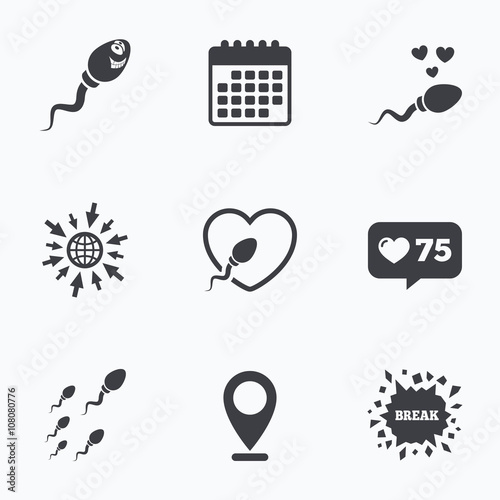 Sperm icons. Fertilization or insemination signs