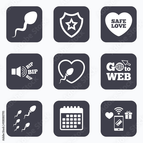 Sperm icons. Fertilization or insemination signs