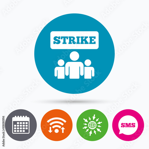 Strike sign icon. Group of people symbol.