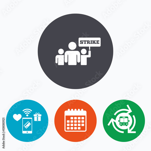 Strike sign icon. Group of people symbol.