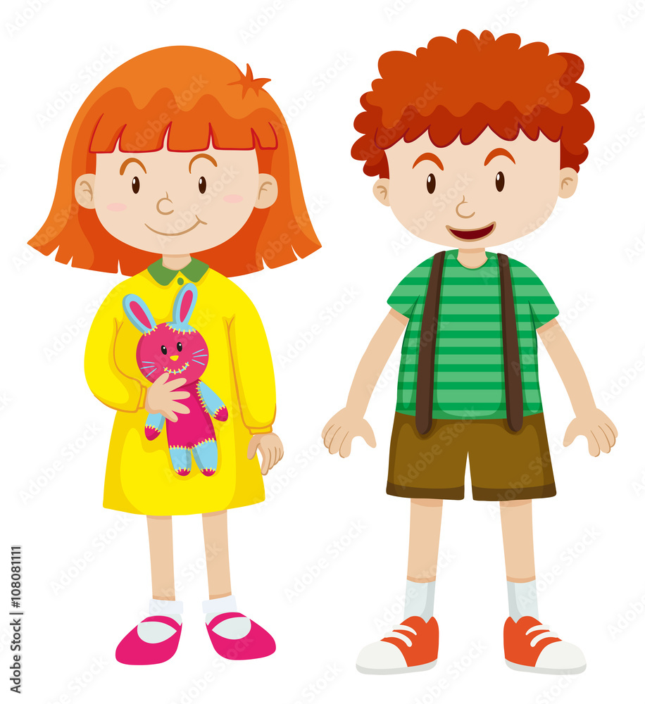 Boy and girl with happy face Boy and girl with happy face