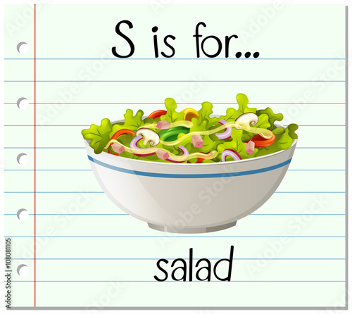 Flashcard letter S is for salad
