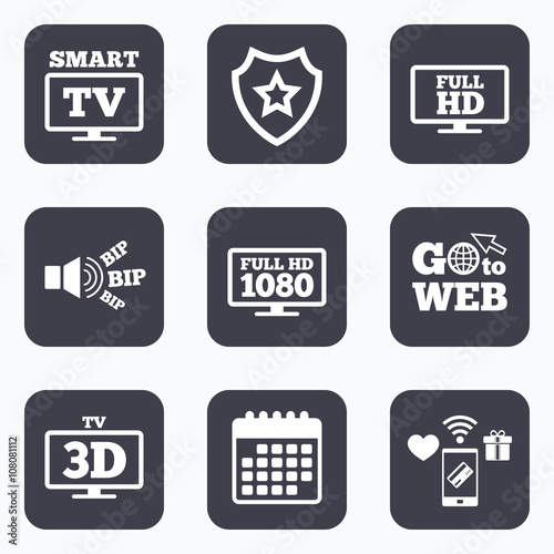 Smart TV mode icon. 3D Television symbol.