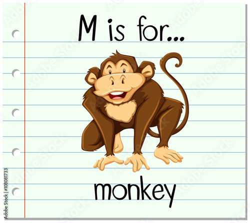 Flashcard letter M is for monkey