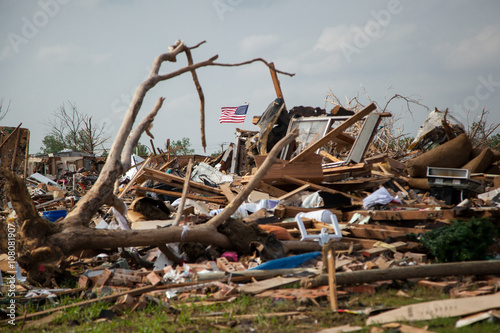 Tornado Neighborhood Destruction Stars and Stripes