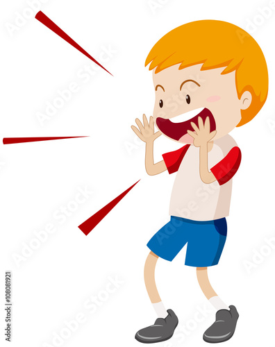 Little boy yelling at something