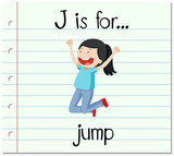 Flashcard letter J is for jump