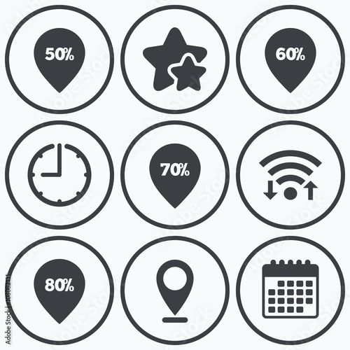 Sale pointer tag icons. Discount symbols. © blankstock