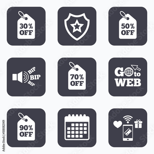 Sale price tag icons. Discount symbols.