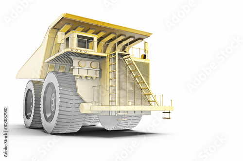 Dump Truck Objects sketch and Construction Industry Concept on a white backround