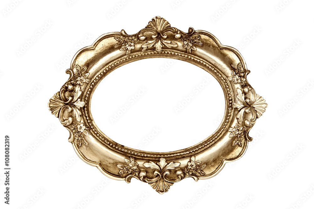 Oval gold picture frame isolated with clipping path. Stock Photo ...