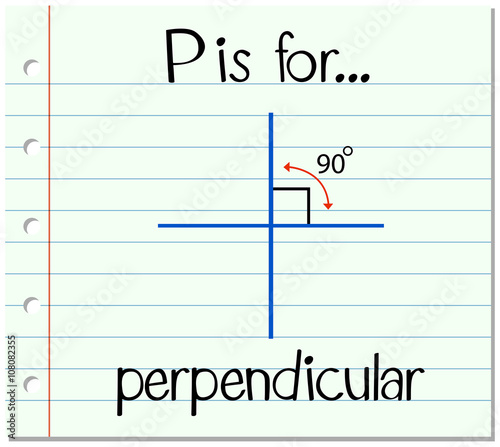 Flashcard letter P is for perpendicular