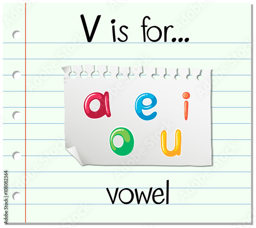 Flashcard letter V is for vowel