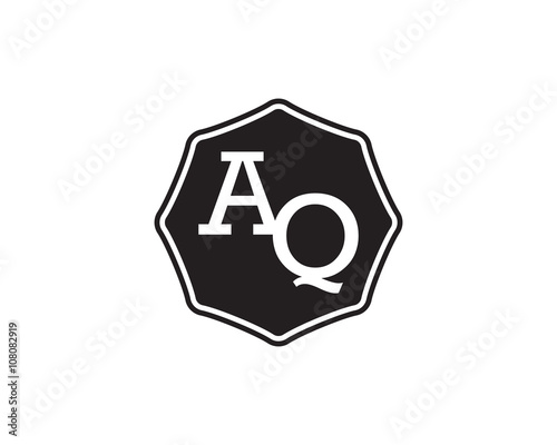 AQ retro initial monogram letter logo. vintage label typography.