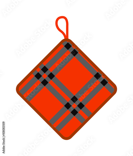 Pot holder home safety kitchen cooking utensil cotton thermal textile flat vector illustration. 