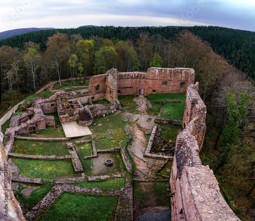 Ruins of medieval castle Wangenbourg on the top of hill, Alsace, photo