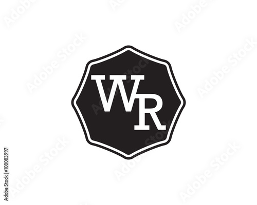 WR retro initial monogram letter logo. vintage label typography. © vectorlia