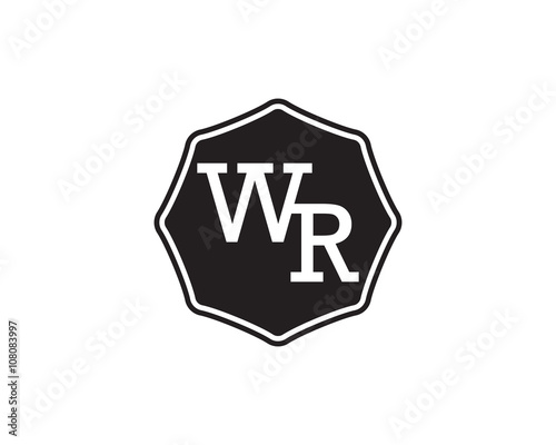 WR retro initial monogram letter logo. vintage label typography.