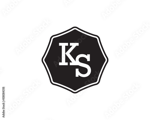 KS retro initial monogram letter logo. vintage label typography.