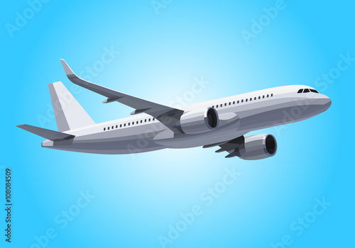 Vector Plane. Plane Concept. Realistic Plane In the Sky. Plane Model. Vector Design.