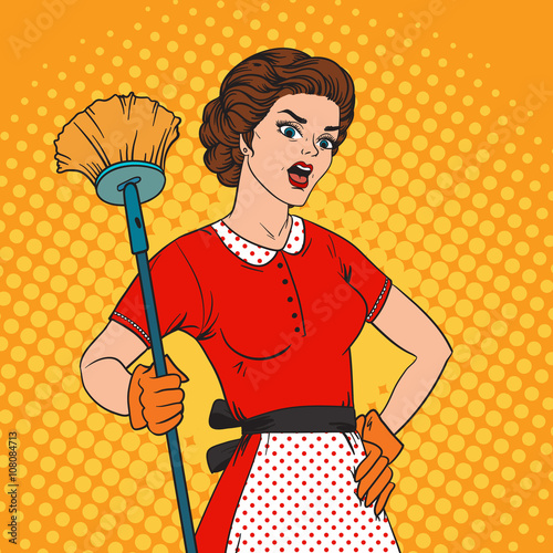 Pop Art woman comic style attack bacteria