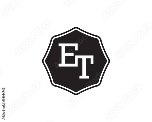 ET retro initial monogram letter logo. vintage label typography.