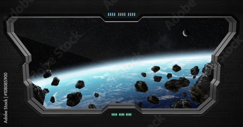 Fototapeta Naklejka Na Ścianę i Meble -  View of outer space from inside a space station