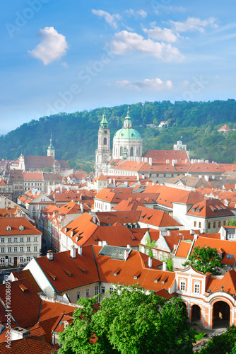 Wallpaper Mural Rofs of old Prague with church of St. Nicolas in spring Torontodigital.ca