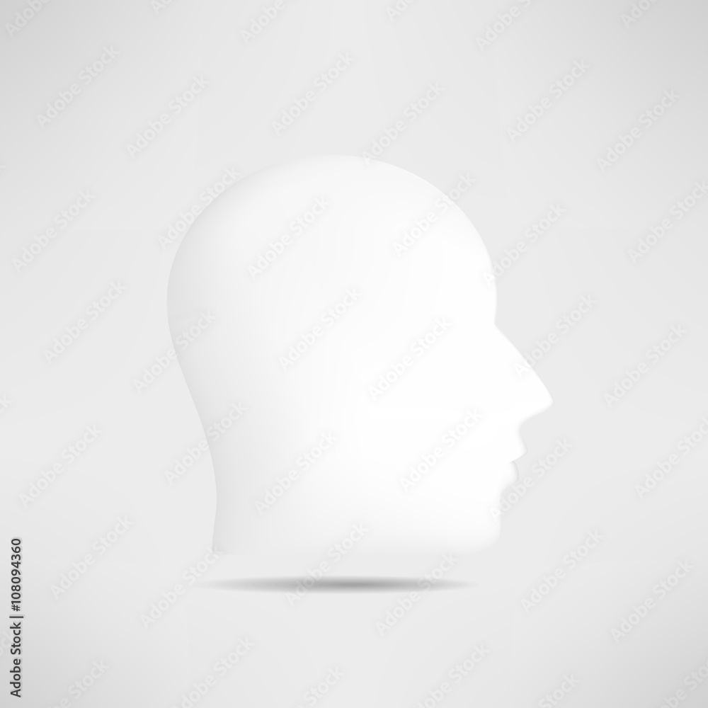 Human head profile silhouette isolated. 3d mans head avatar. Internet anonymous head profile pic. Social network guest avatar