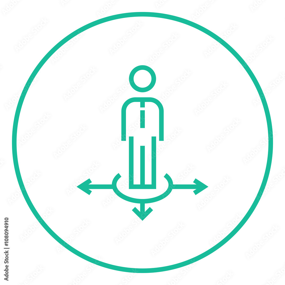 Businessman in three ways line icon.