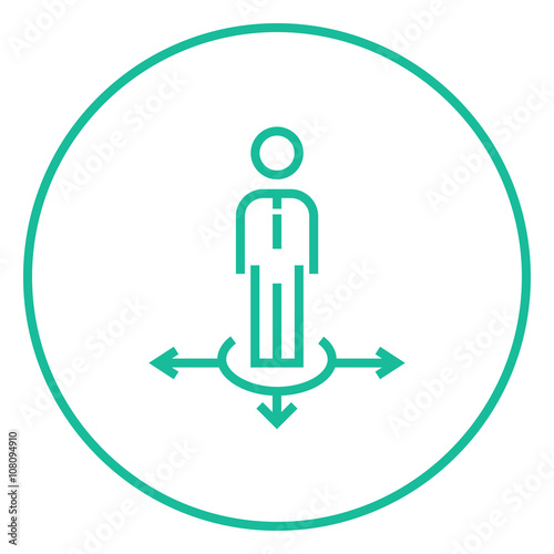 Businessman in three ways line icon.